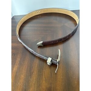 Mens Croc Embossed Leather Golf Belt Crossed Clubs Concho Size L Western Style